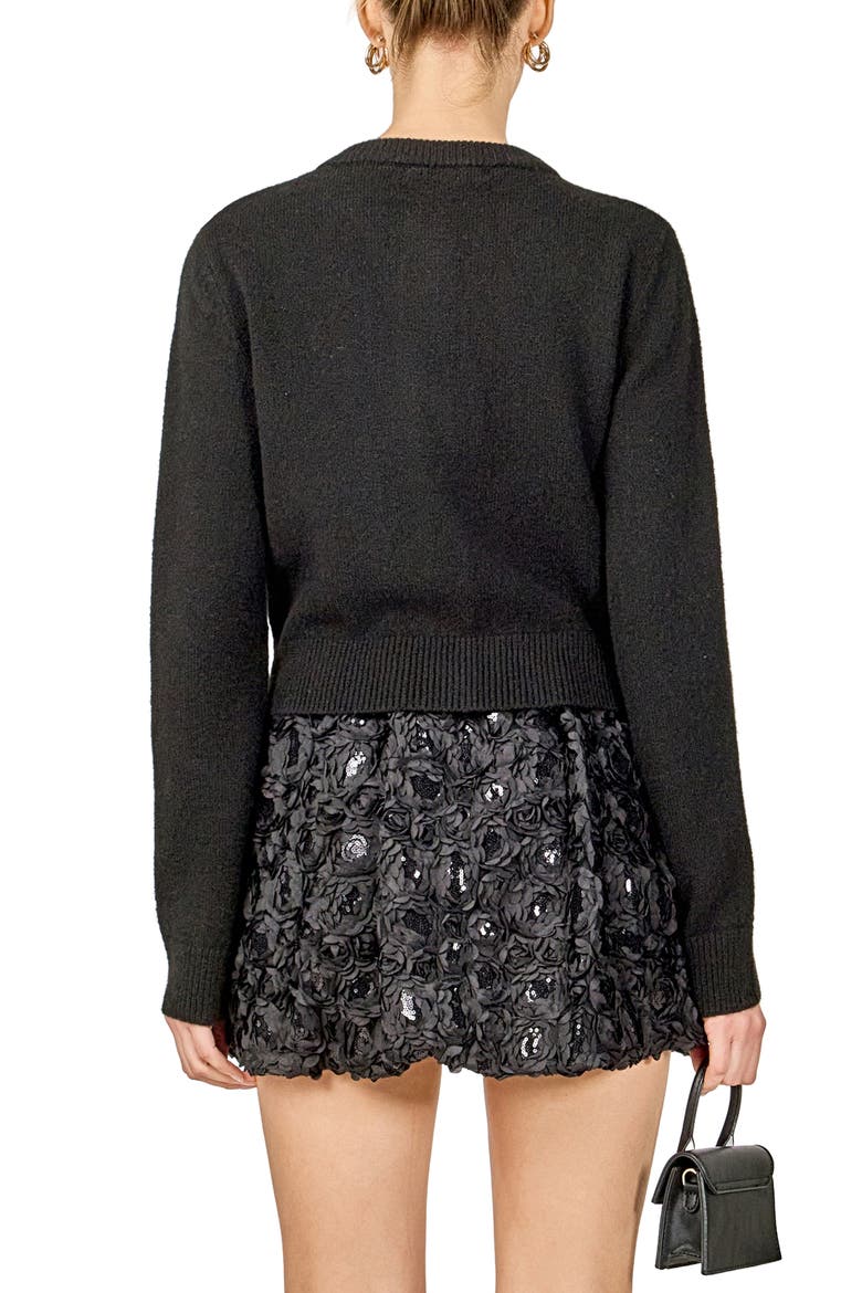 Rhinestone Bow Cardigan, Alternate, color, BLACK