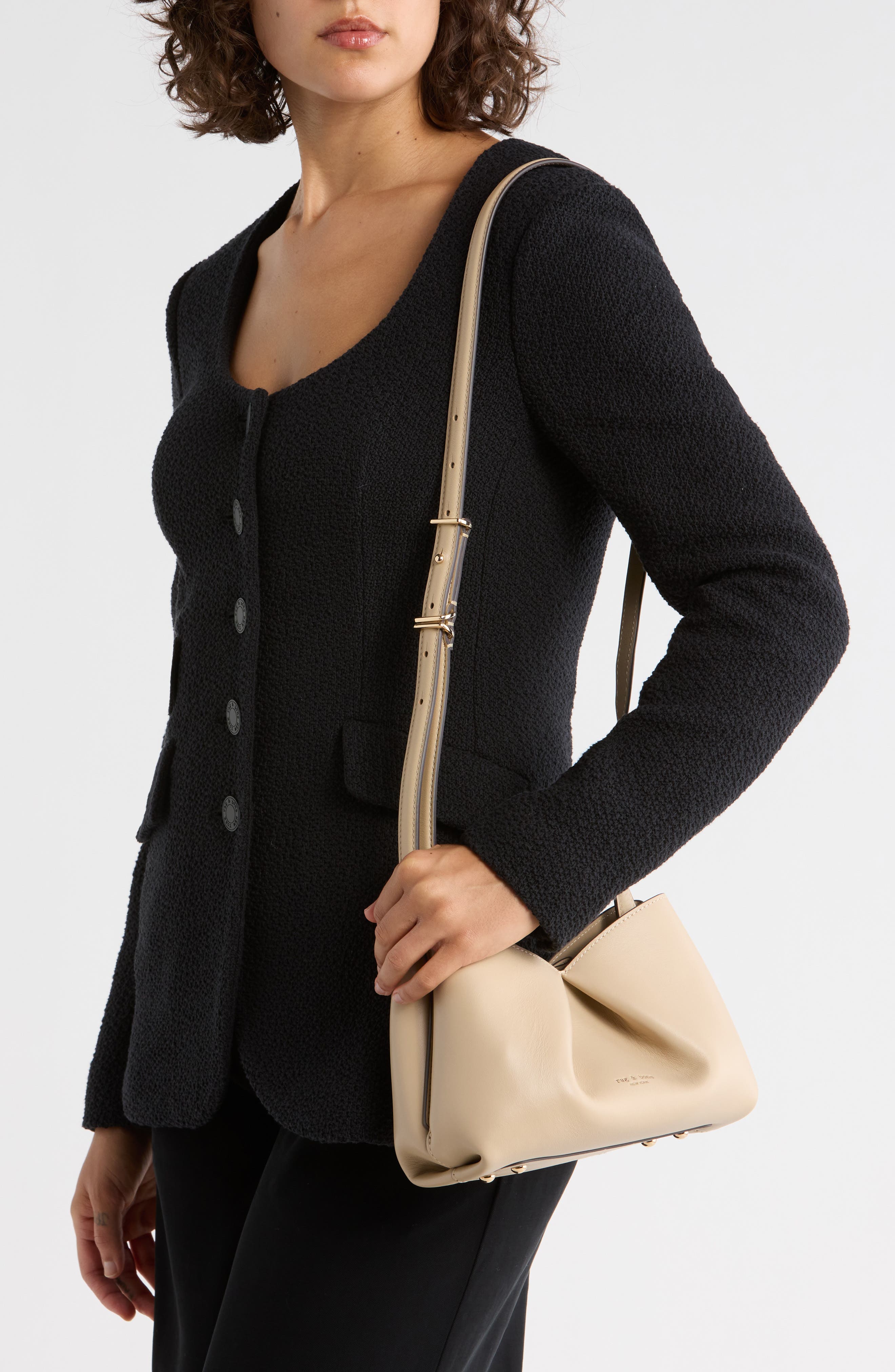 rag & bone Small Bloom Leather Crossbody Bag, Alternate, color, Greige