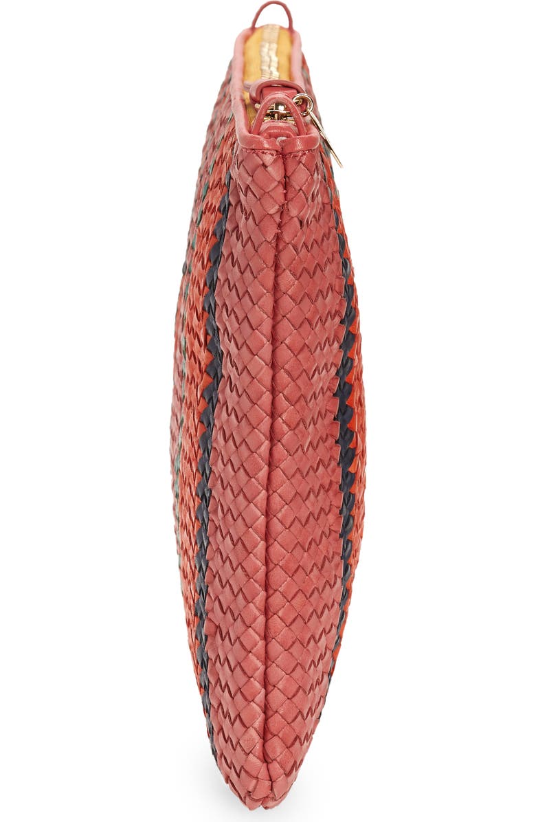 Clare V. Stripe Woven Leather Clutch, Alternate, color,