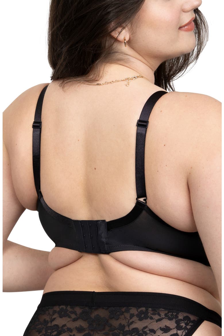 No Show Underwire Lace Plunge T-Shirt Bra, Alternate, color, BLACK HUE