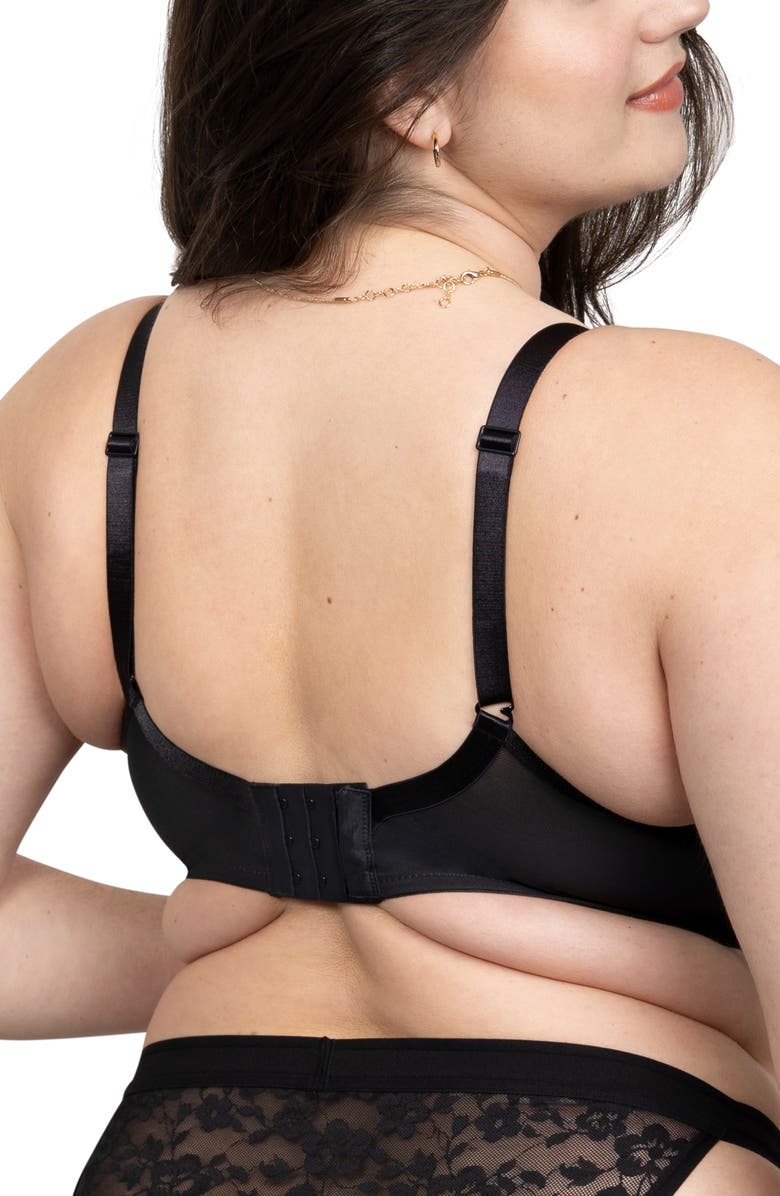 Curvy Couture No Show Underwire Lace Plunge T-Shirt Bra, Alternate, color, Black Hue