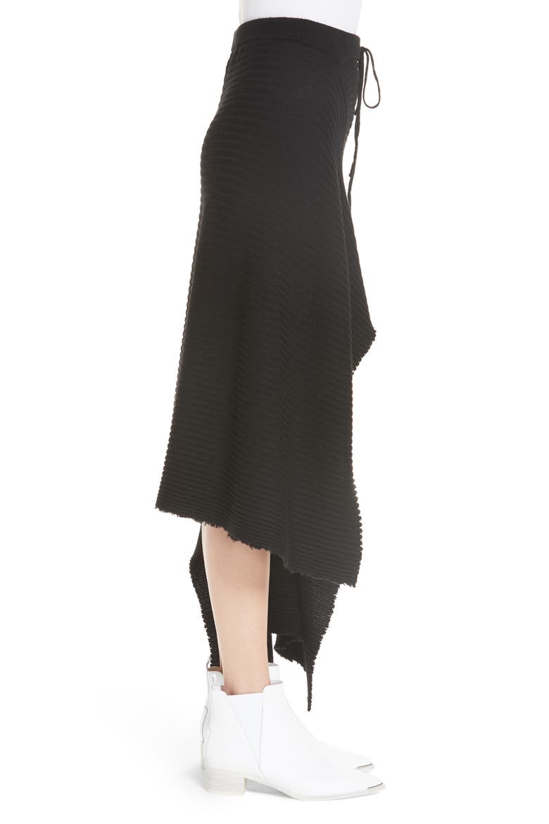 Marques'Almeida Draped Wool Sweater Skirt, Alternate, color, BLACK