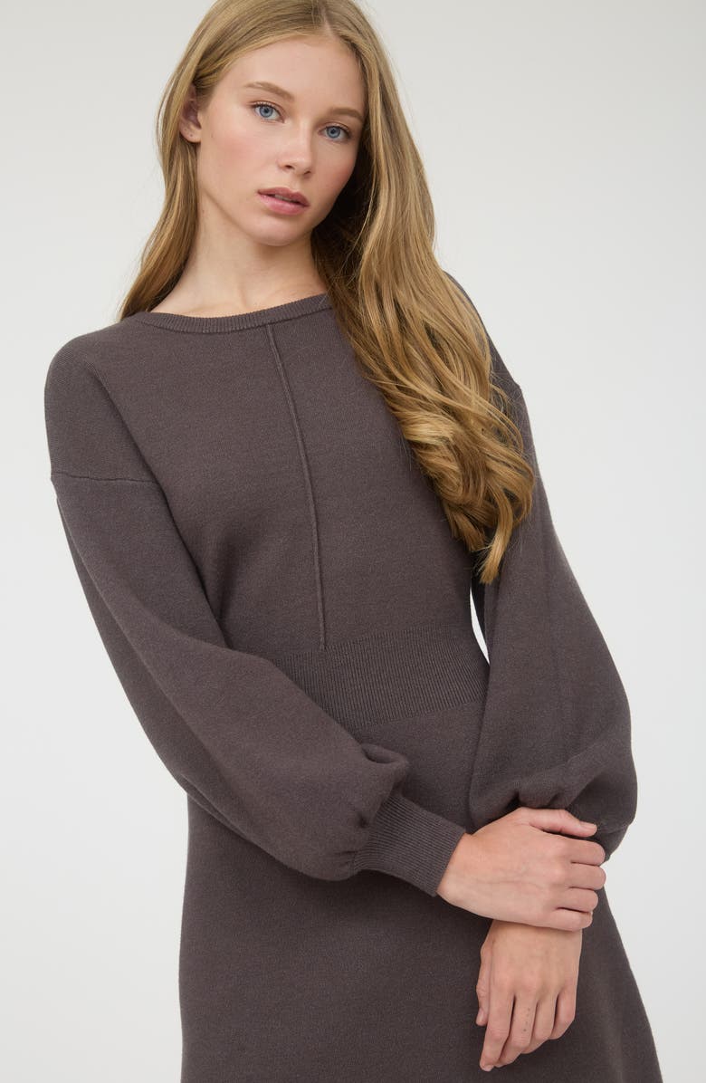 AUGUST SKY Tie Back Long Sleeve Minidress, Alternate, color, Charcoal