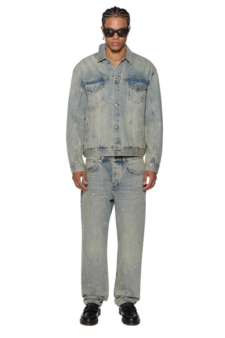 Oh G Stagelight Metallic Denim Trucker Jacket, Alternate, color, DENIM