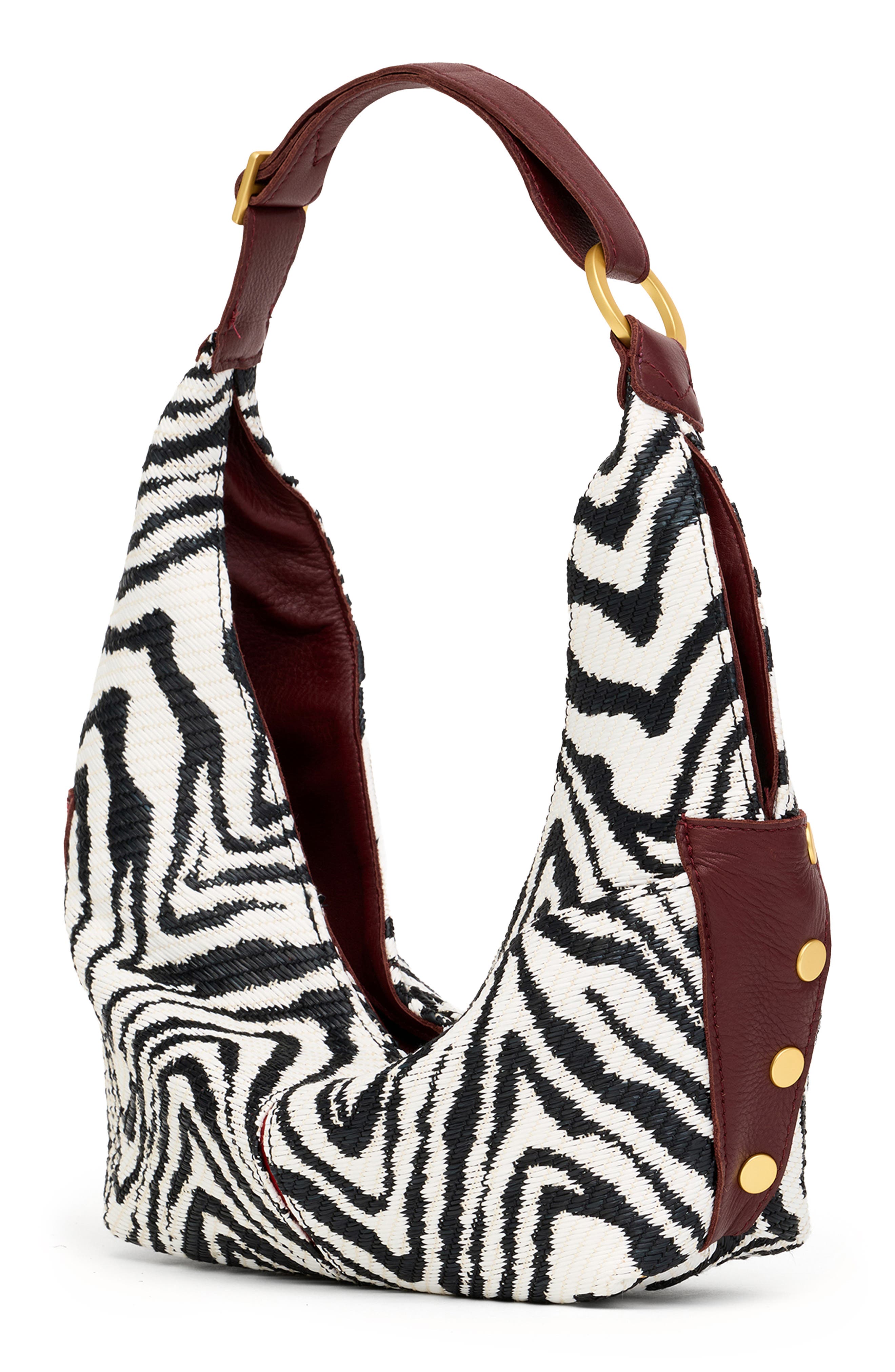 HAMMITT Tom Zip Medium Hobo Bag, Alternate, color, Zebra/ Brushed Gold