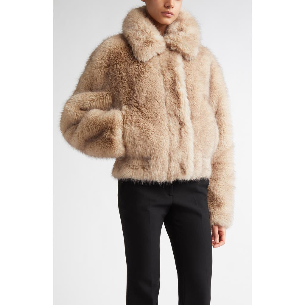 Stand Studio Lena Faux Fur Crop Jacket in Natural at Nordstrom, Size 36