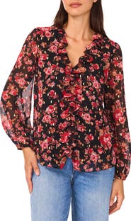 CeCe V-Neck Ruffle Top