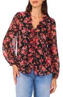 CeCe V-Neck Ruffle Top