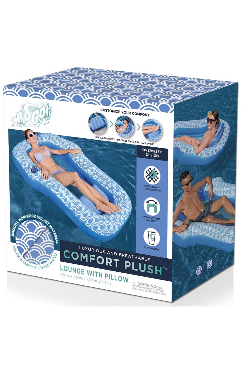 H2OGO! Comfort Plush Inflatable Lounge, Alternate, color, Blue