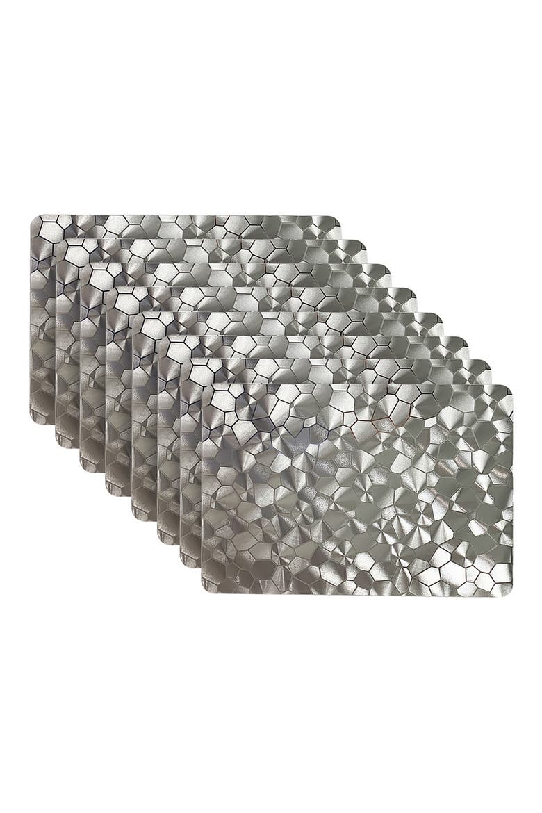 Mirrored Set of 8 Placemats, Main, color, SILVER
