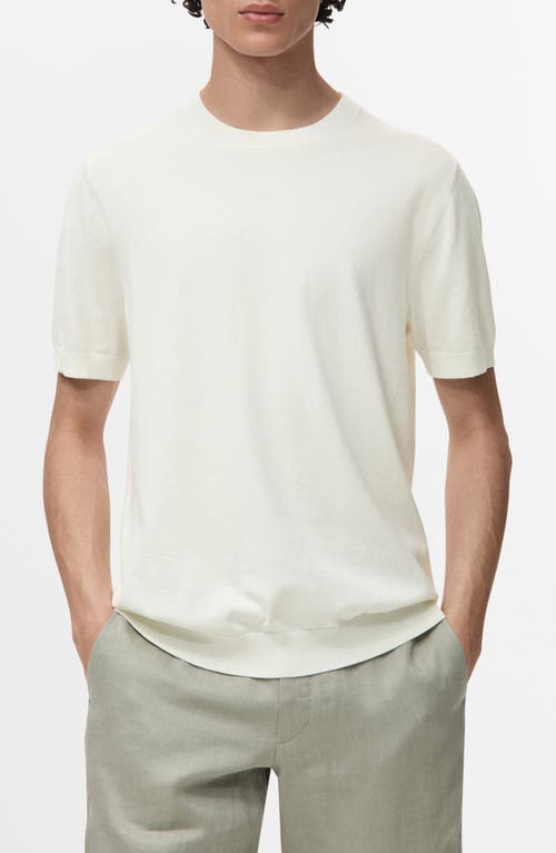 Mango Short Sleeve Cotton Crewneck Sweater In White