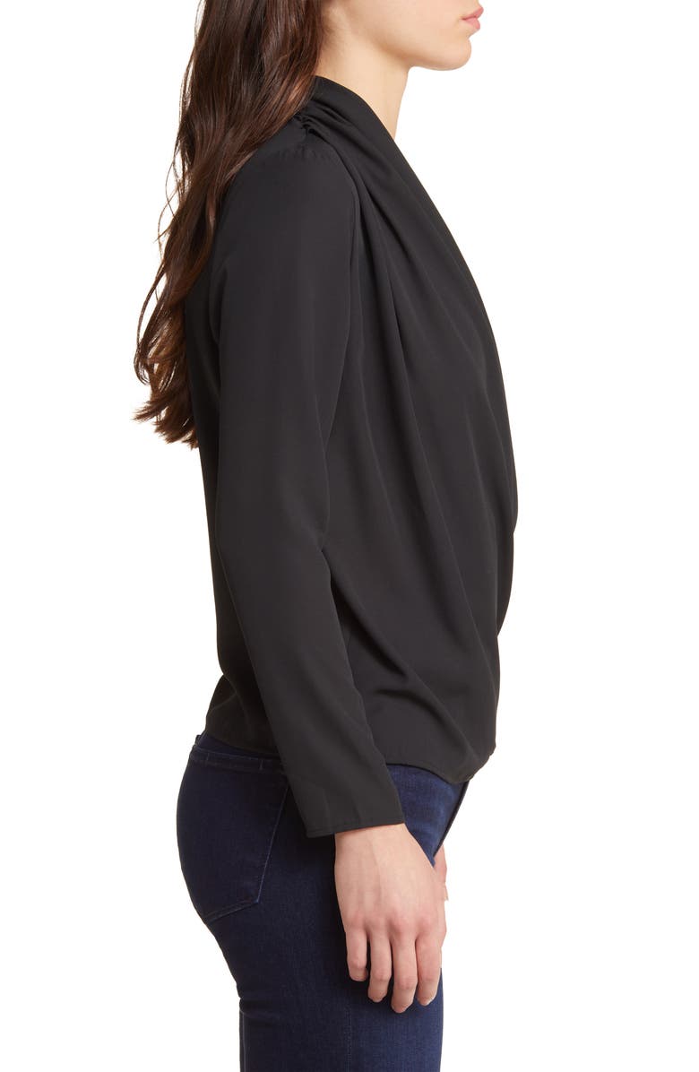 NIKKI LUND Rose Long Sleeve Blouse, Alternate, color, Black