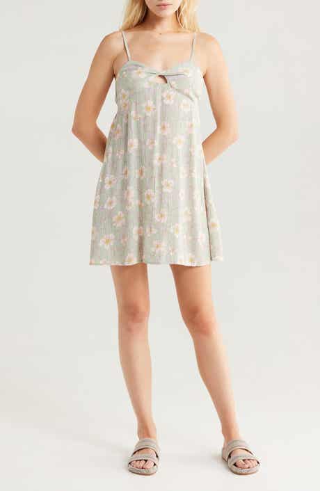 Billabong Last Sunset Floral Print Crinkle Minidress