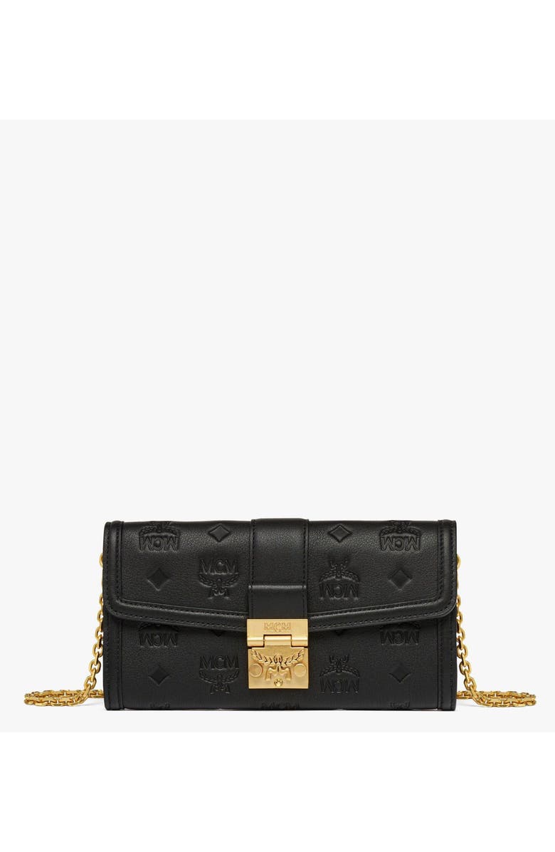 MCM Tracy Chain Wallet in Embossed Monogram Leather, Main, color, Black
