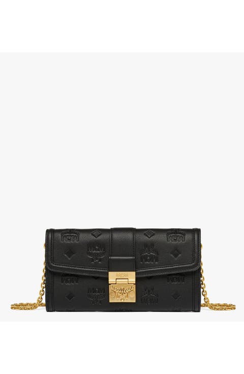 Tracy Chain Wallet in Embossed Monogram Leather