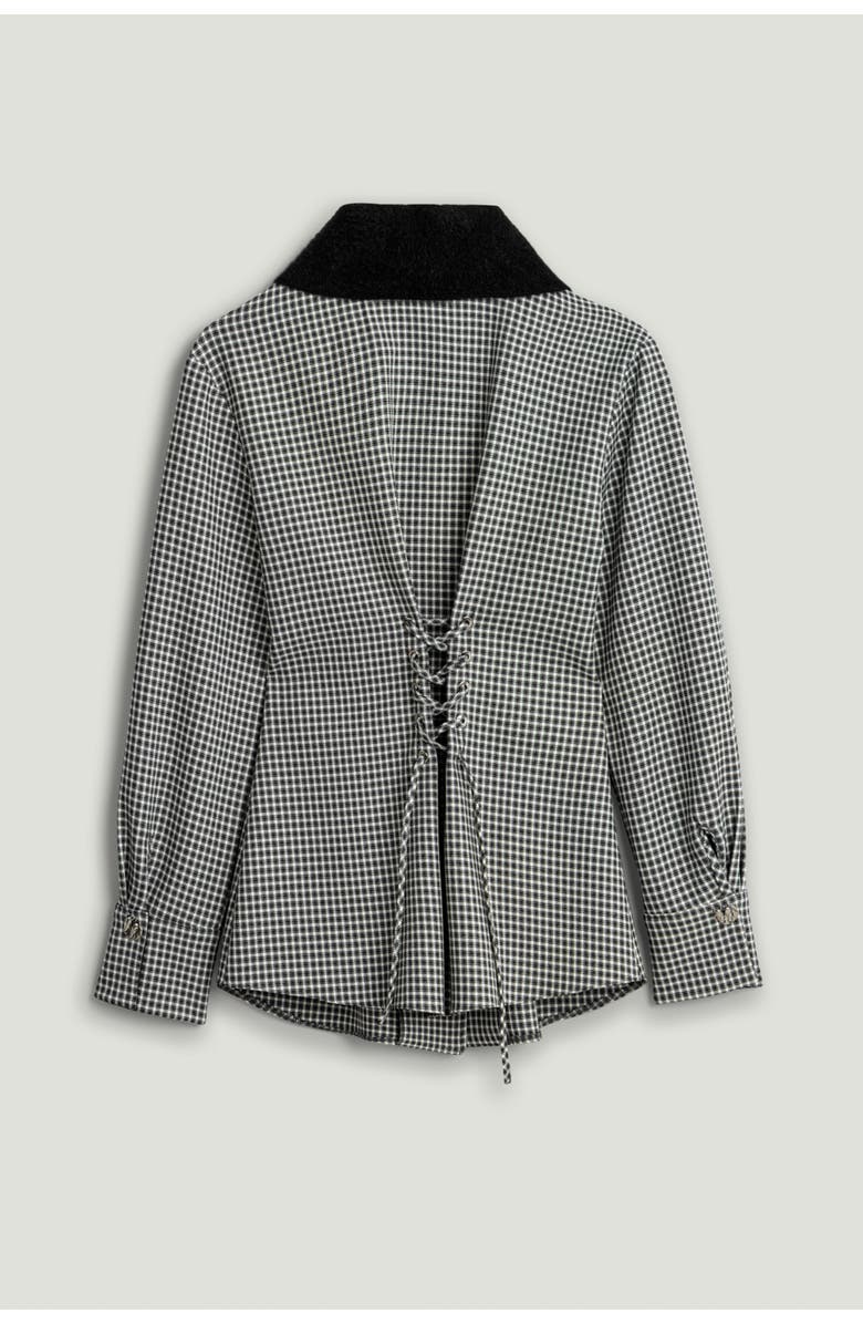 Nocturne Corset-Back Checked Sculpted Shirt, Alternate, color, Multi-Colored