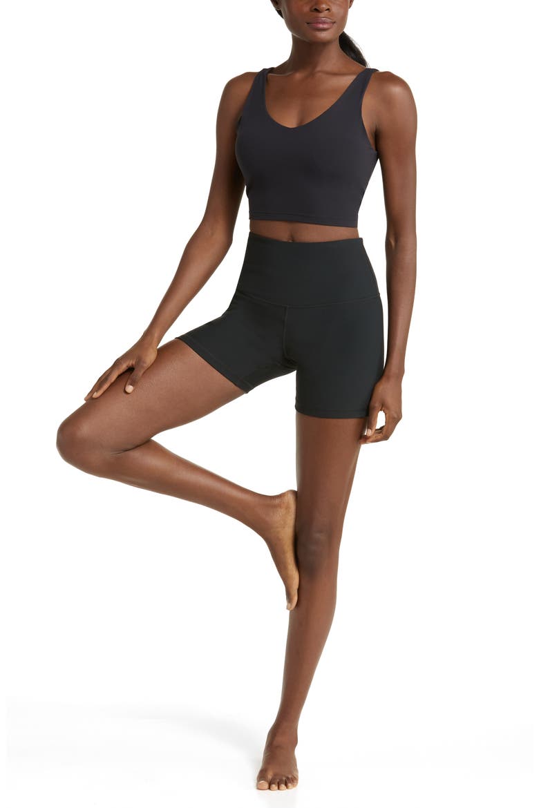 Luxe Rib High Waist Bike Shorts, Alternate, color, BLACK