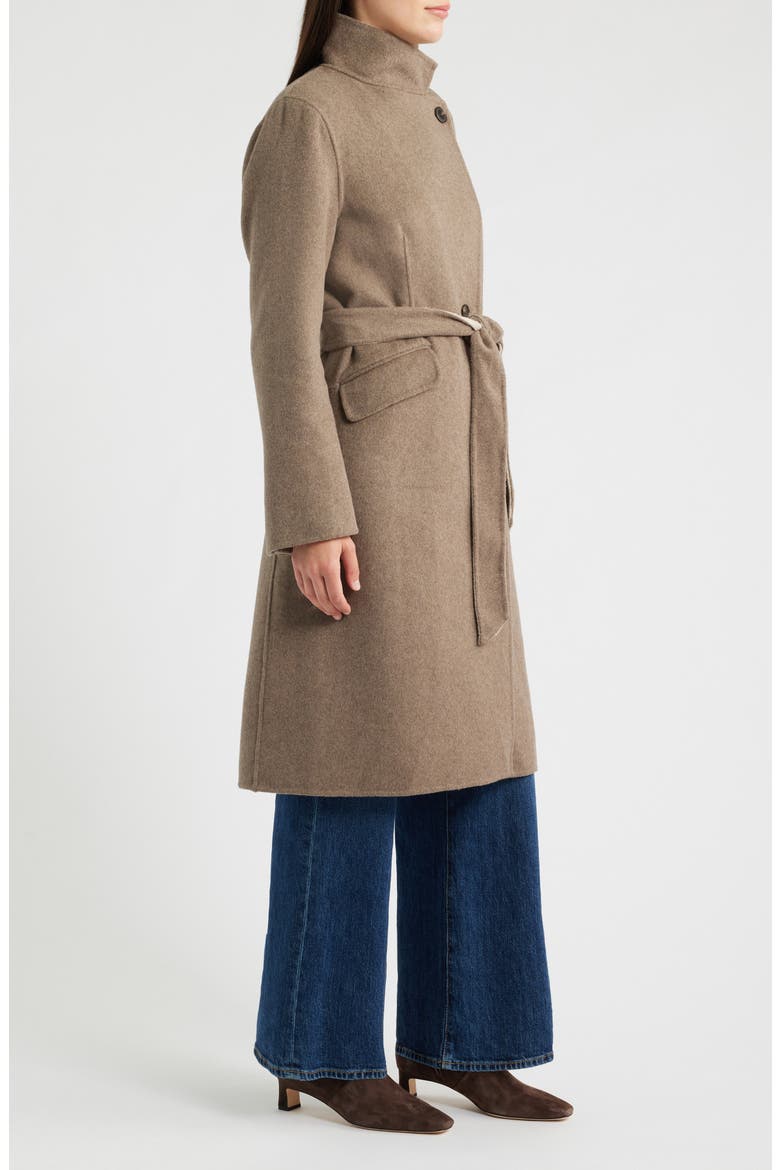 Double Face Wool Blend Wrap Coat, Alternate, color, OATMEAL/ BROWN