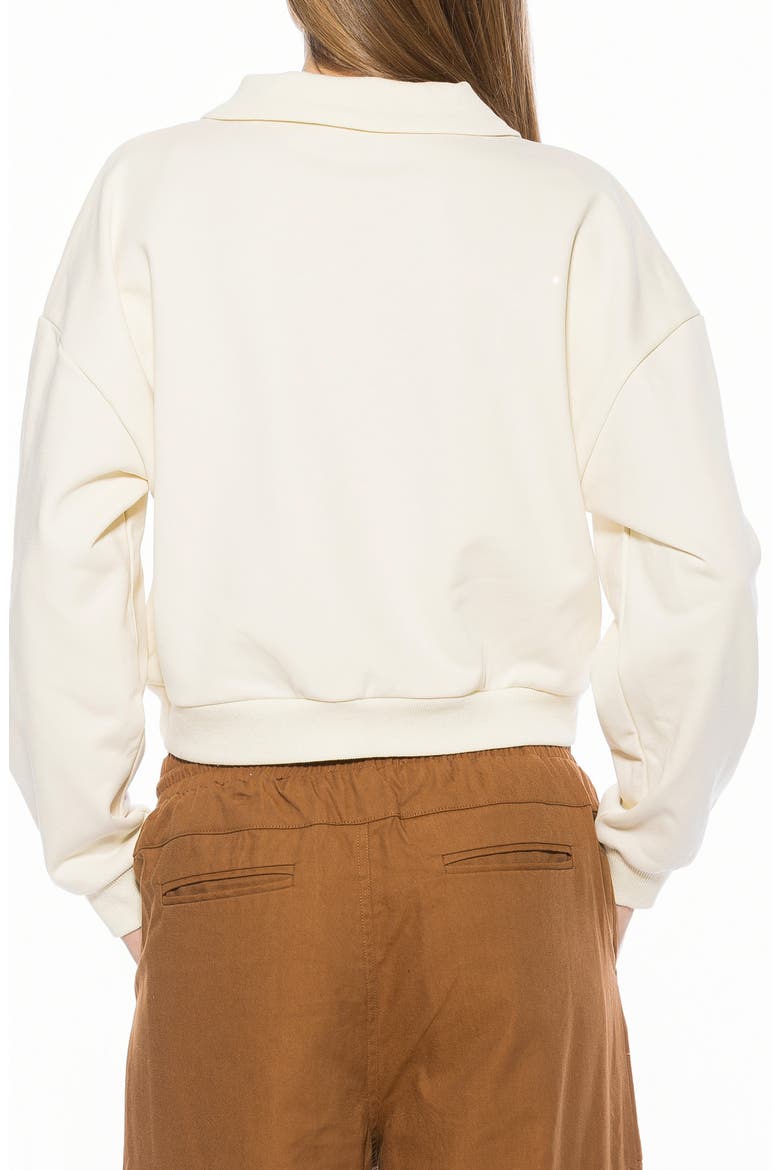 Kario Crop Polo Sweatshirt, Alternate, color, IVORY