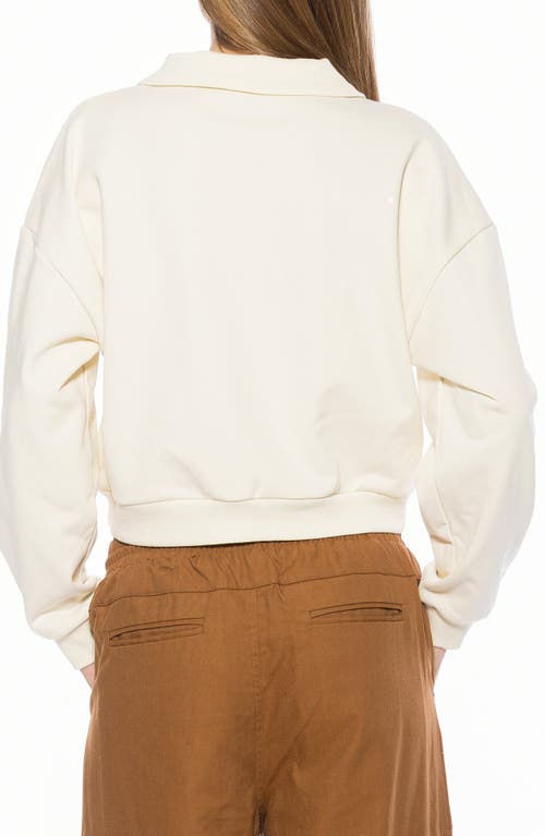 Alexia Admor Kario Crop Polo Sweatshirt In White