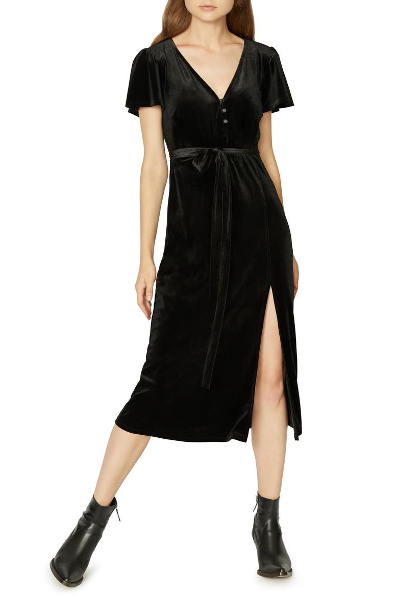 Airy Night Midi Dress, Main, color, BLACK