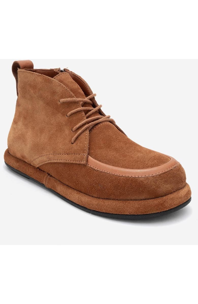 Forever & Always Shoes Martas Leather Zip Boot, Main, color, Cognac Suede