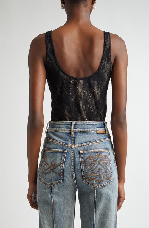 Zimmermann Scoop Neck Lace Bodysuit In Black