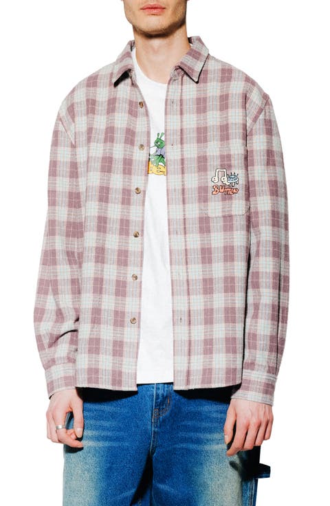 Turtle Plaid Flannel Button-Up Shirt
