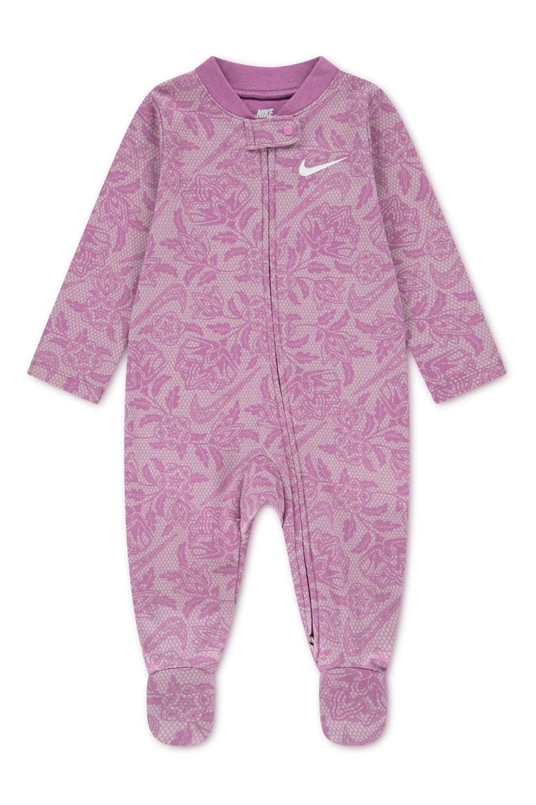 Lace It Up Footed Coverall, Main, color, LIGHT MAGENTA