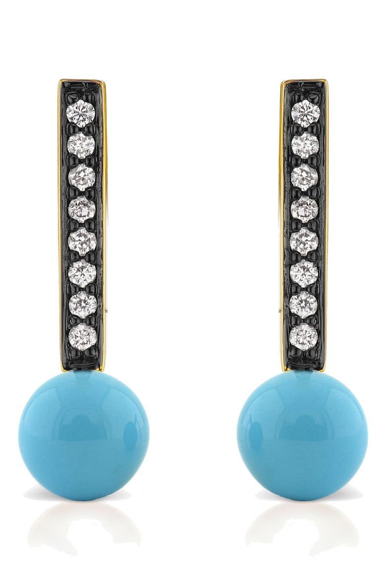 Diamond Pavé Stud Earrings, Main, color, TURQUOISE