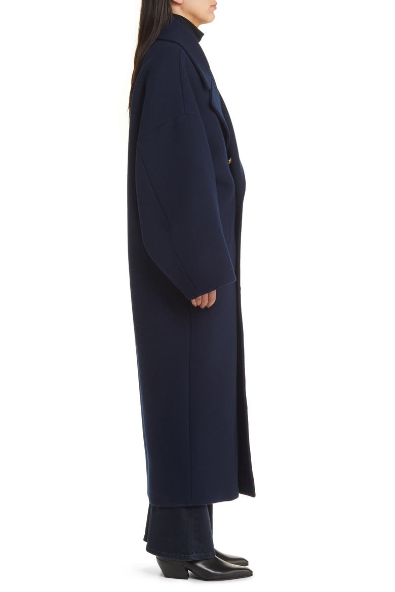 Double Breasted Wool Cocoon Coat, Alternate, color, NAVY