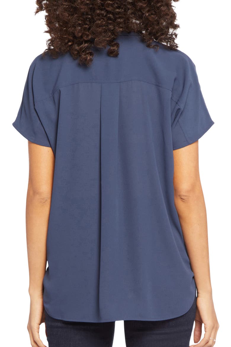 Becky Split Neck Woven Top, Alternate, color, OXFORD NAVY