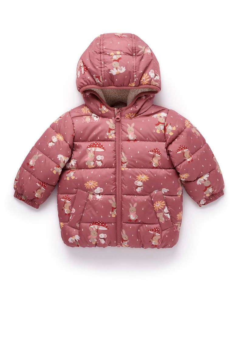 Baby Girl's Shearling Lined Puffer Jacket, Main, color, Umbrella Print