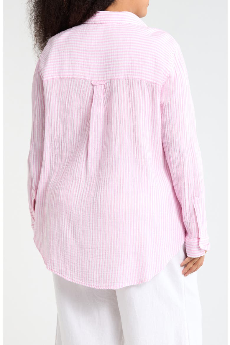 Alena Cotton Button-Up Shirt, Alternate, color, PINK SUNSET