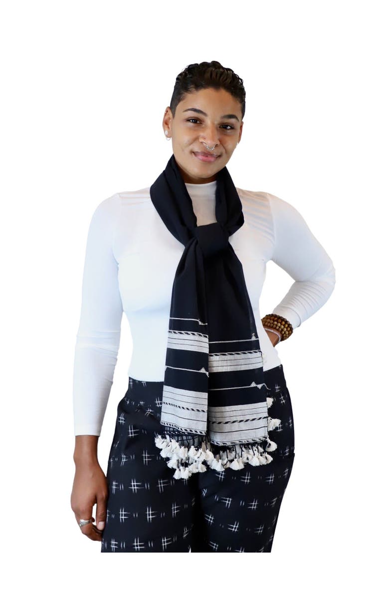 Passion Lilie Black Kutch Scarf, Alternate, color, Black
