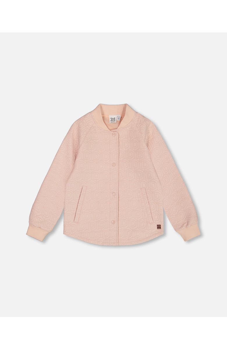 Deux par Deux Girl's Quilted Long Sleeve Overshirt Light Pink, Main, color, 