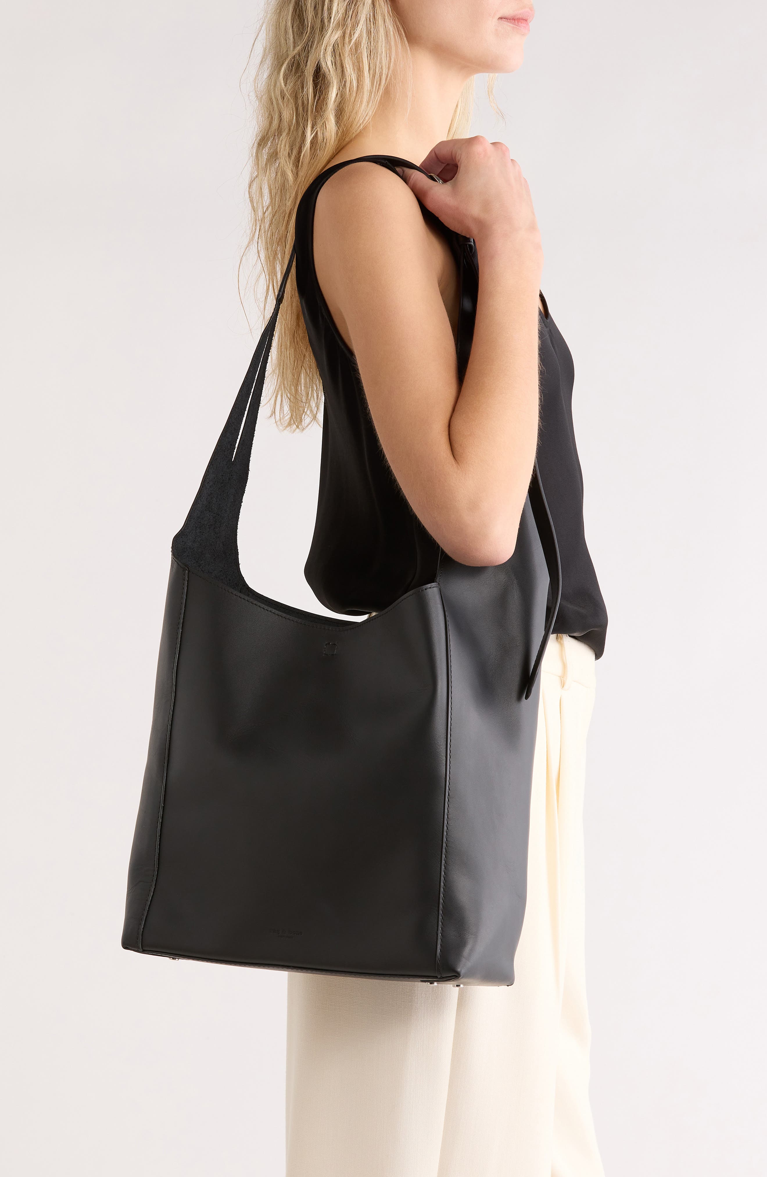 rag & bone Belize Leather Shopper Bag, Alternate, color, 