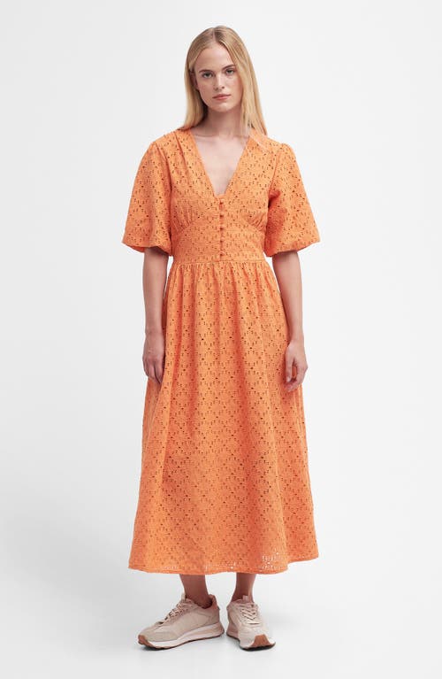 BARBOUR BARBOUR KELLEY EYELET COTTON MIDI DRESS 