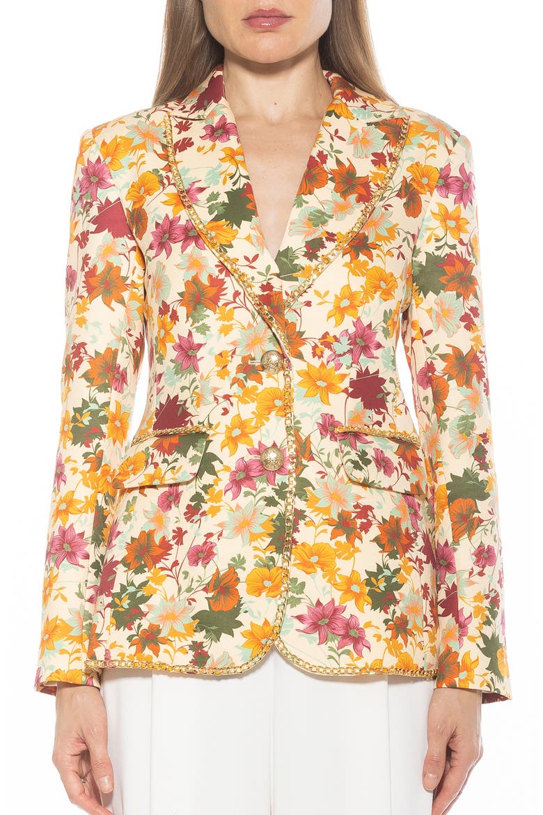Janet Chain Trim Blazer, Main, color, BEIGE WILDFLOWER