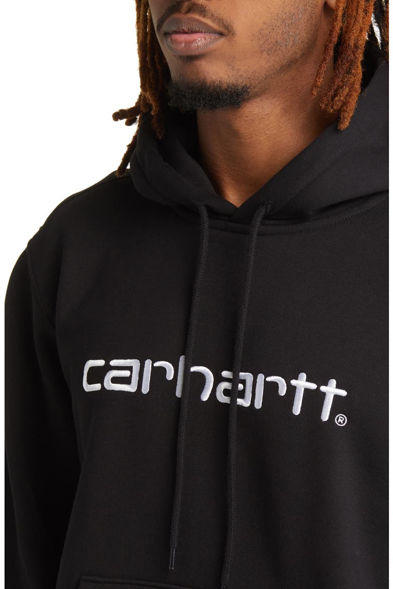 Logo Embroidered Hoodie, Alternate, color, BLACK / WHITE