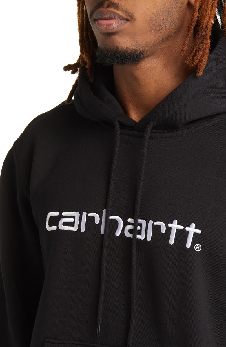 Carhartt Work In Progress Logo Embroidered Hoodie, Alternate, color, Black / White
