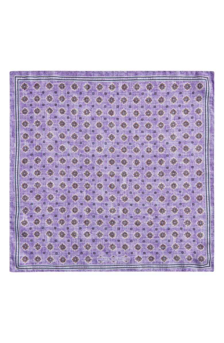 Nordstrom Diamond Medallion Silk Pocket Square, Alternate, color, Purple