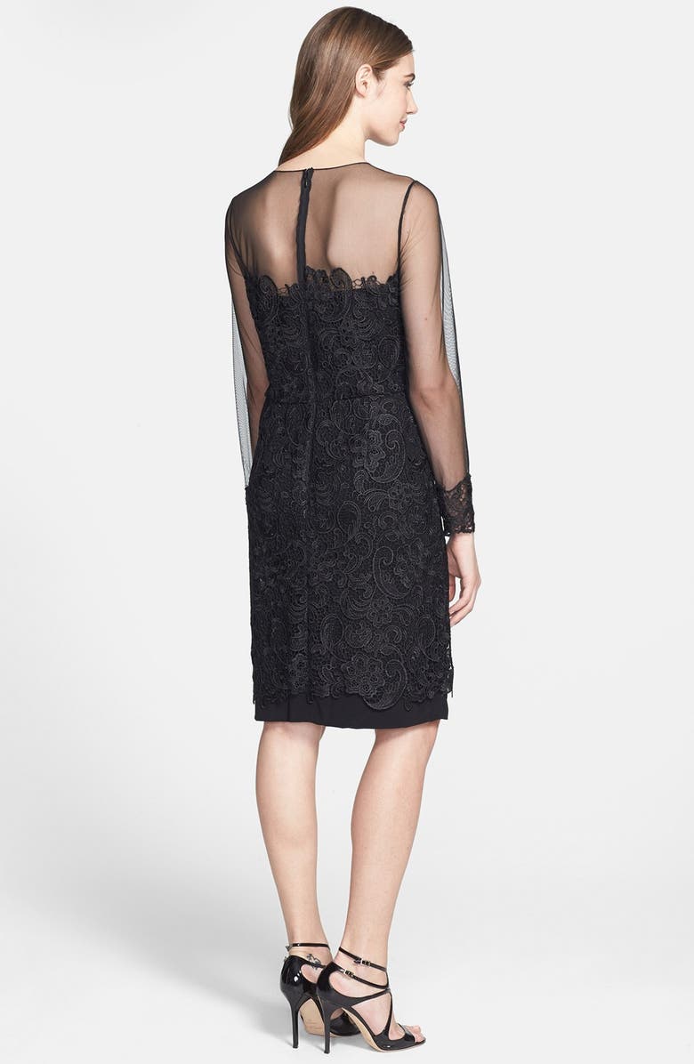 Patra Illusion Yoke Lace Sheath Dress, Alternate, color,