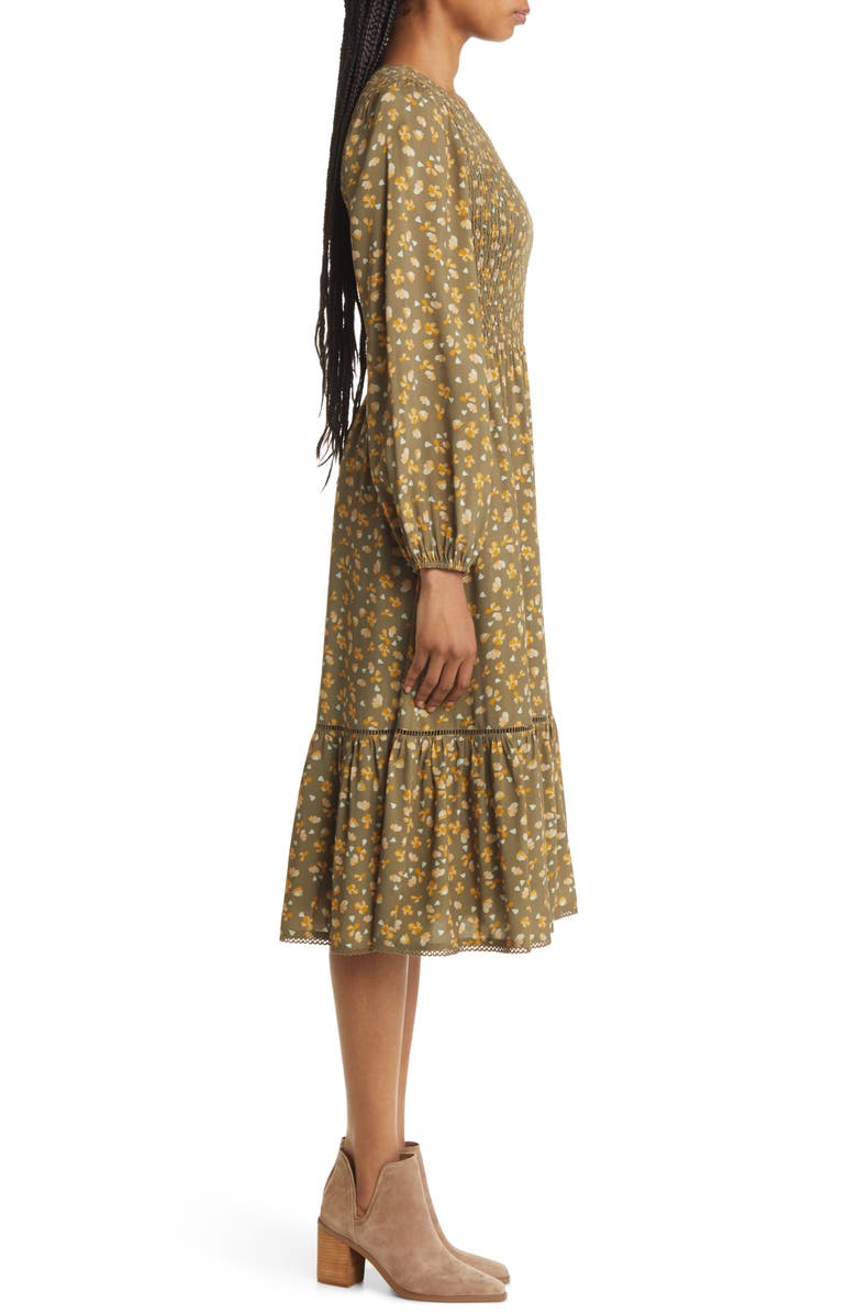 Lost + Wander Vineyards in the Valley Floral Long Sleeve Tiered Midi Dress, Alternate, color,
