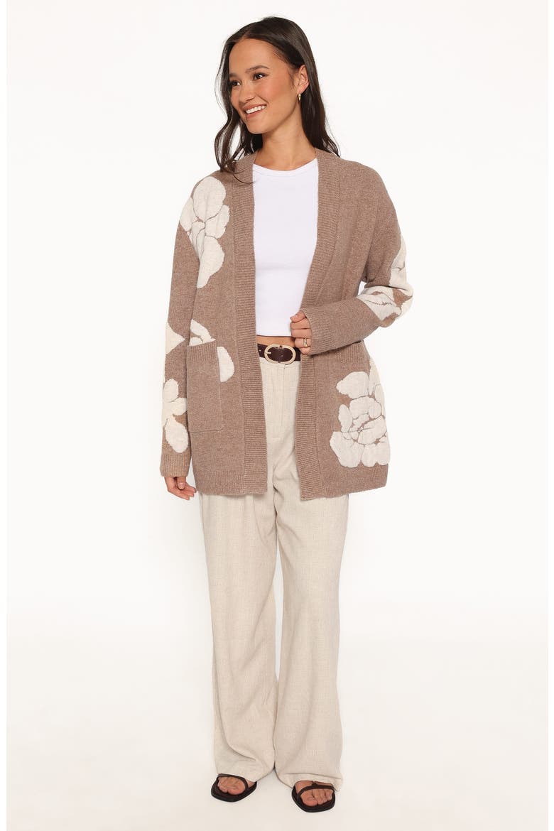 Wendy Open Floral Cardigan, Alternate, color, BEIGE FLORAL