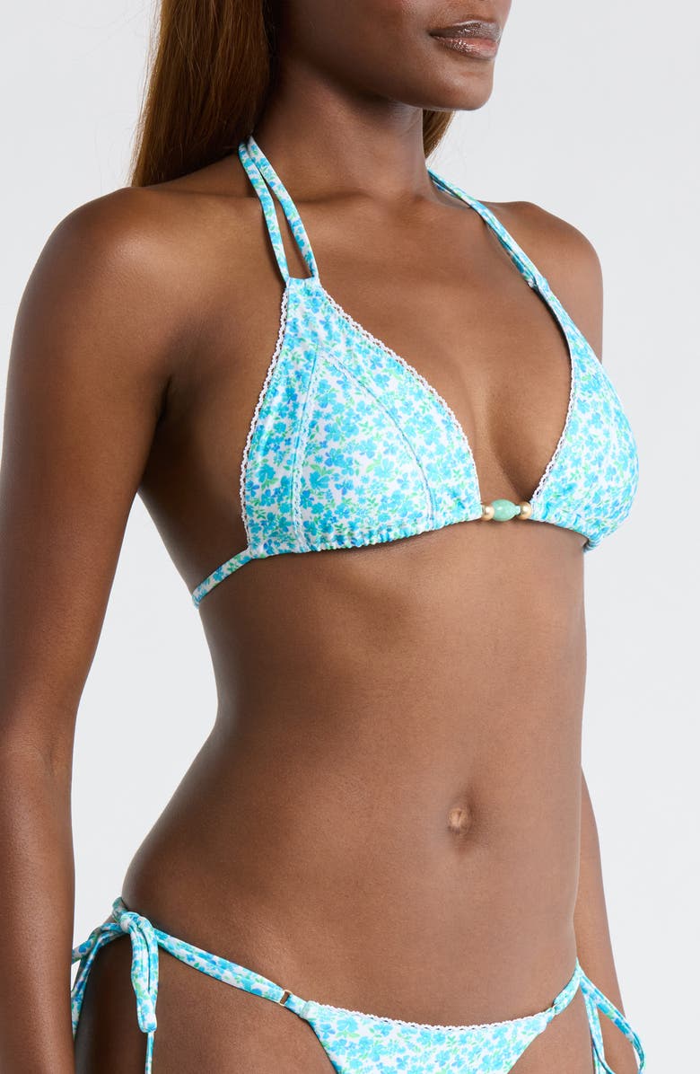 Kulani Kinis Decorative Panel Halter Bikini Top, Alternate, color, Ocean Aura