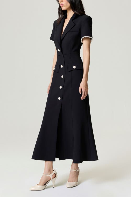 Nocturne Floral Button Detailed Maxi Dress In Black