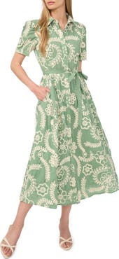 Ted Baker Camile Embroidered Tie Waist Midi Shirtdress