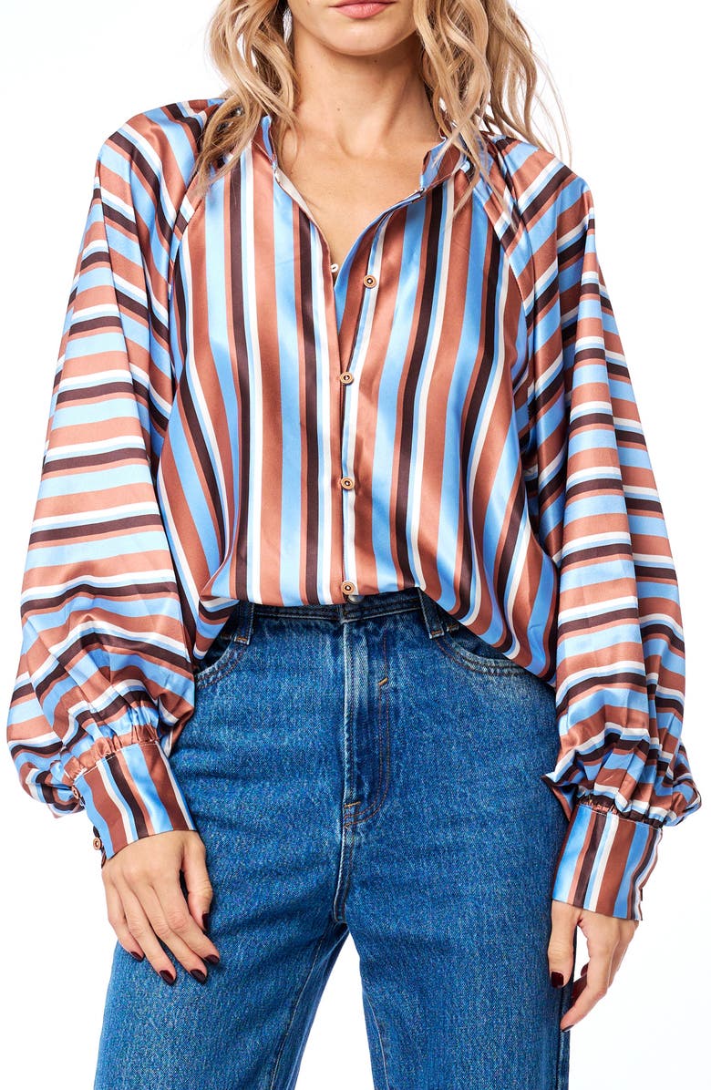 CIEBON Milia Satin Top, Main, color, Blue Multi