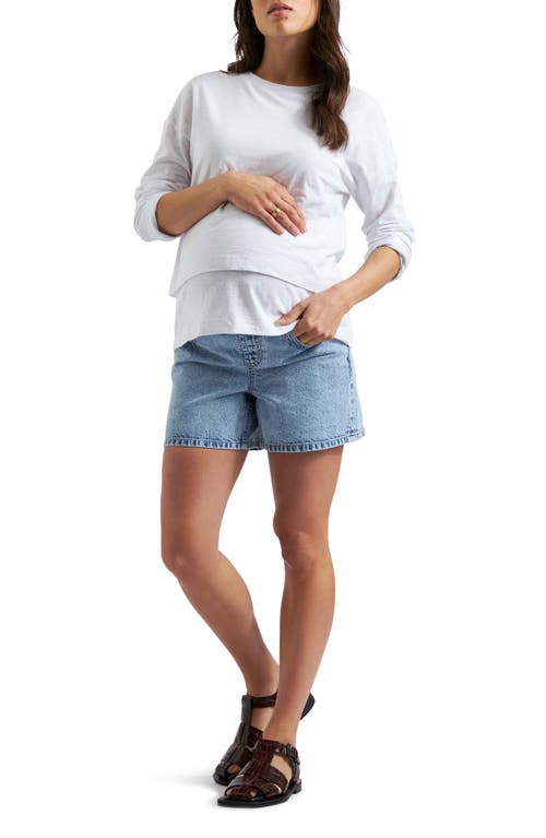 Ripe Maternity Brooklyn Maternity Denim Shorts In Light Wash